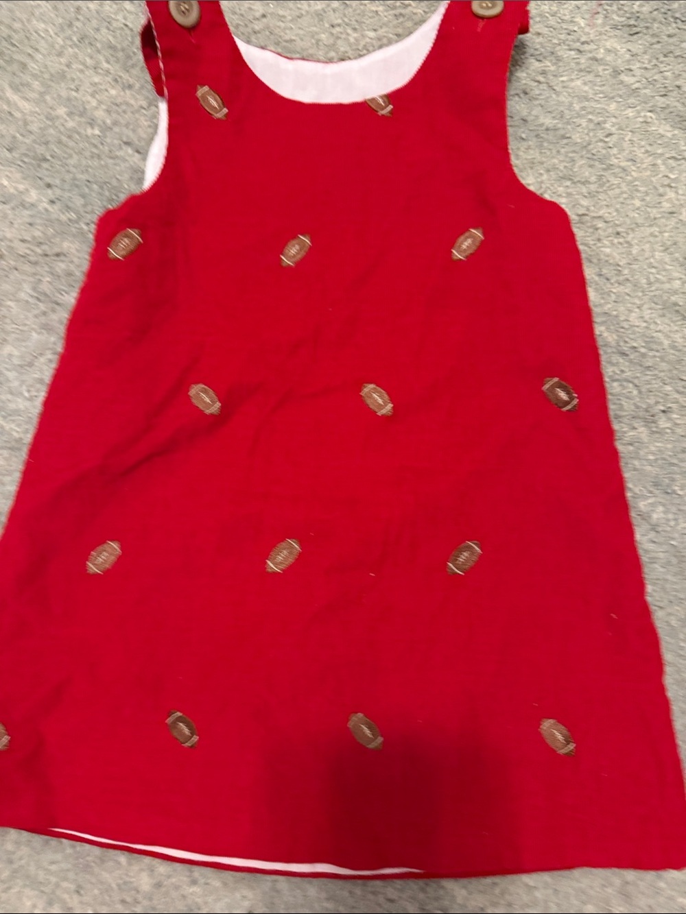 Red corduroy Girls' Football Appliqué  Dress